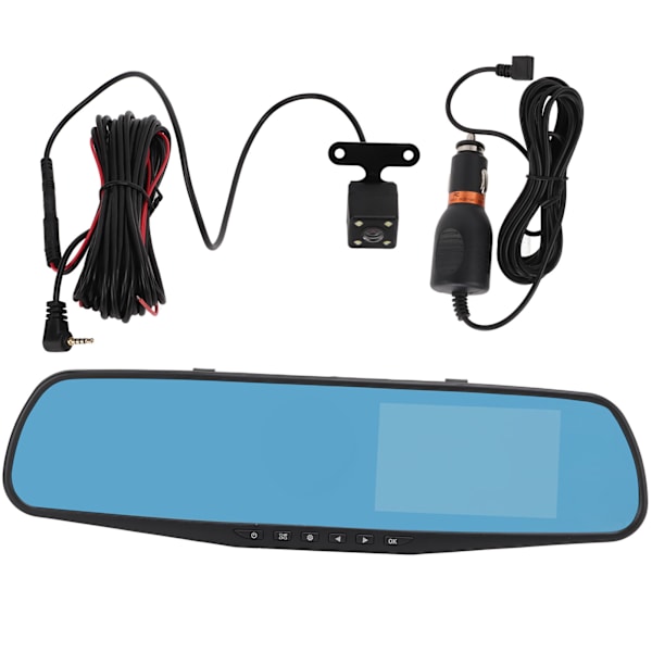 Dual Lens 1080P Speil Dash Cam med parkeringsmonitor og loop-opptak