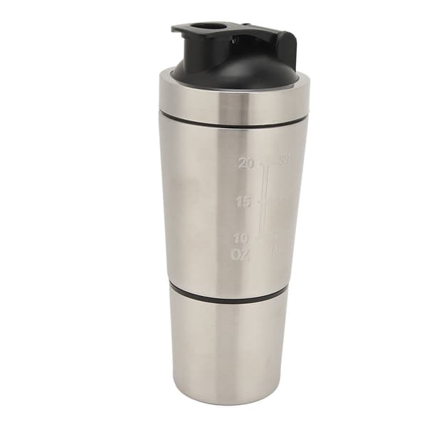Protein Shaker-flaske i rustfritt stål med visp - 600 ml Sølv