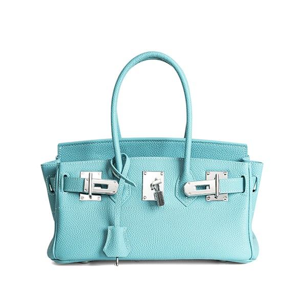 Snygg Blå Läder Tote Bag för Kvinnor Northern Blue 30*15*32cm