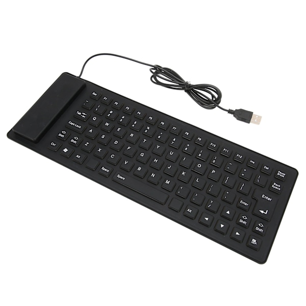 Foldbart Silikontastatur 85 Taster Foldbart Design Lydløst Ledningsført Vandafvisende Støvsikkert Fleksibelt Tastatur Sort