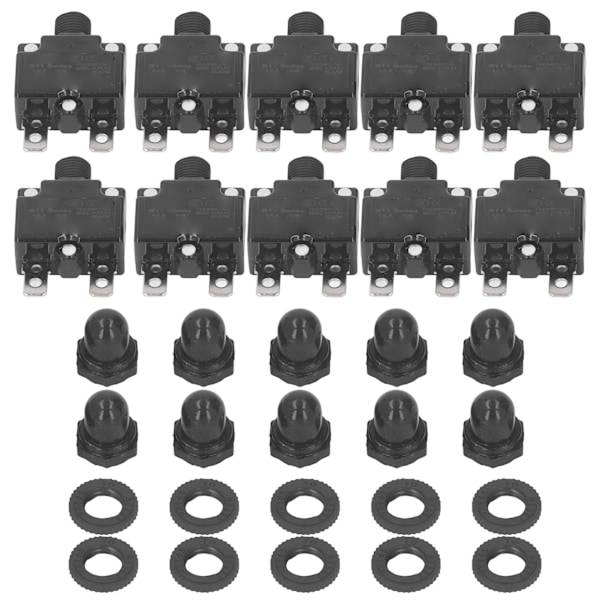 Automatisk Återställande Termisk Säkringsskydd 15A, 10 st - Vattentät Överbelastningsskydd