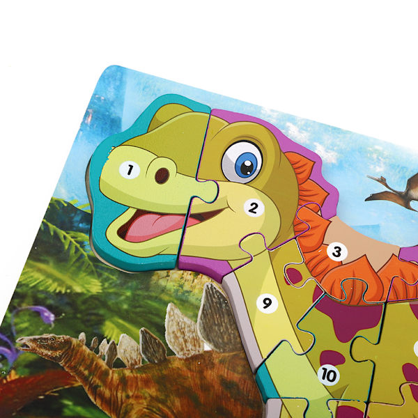 Træ Dinosaur Puslespil Legetøj Alfabet Nummer Puslespil Børn Uddannelsesmæssigt Legetøj #6 (Nummer)