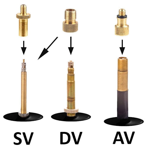 Sykkelventil Adaptersett for SV AV DV Ventiler (15 stk)