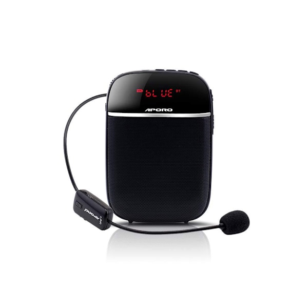 Bärbar megafon för lärare med trådbunden mikrofon, hörlurar, bälte, uppladdningsbar personlig Bluetooth-högtalare, stödjer musik, FM, TF-kort för klassrum