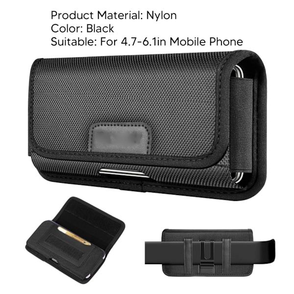 Telefonbältesväska - svart färg - iPhone 14 Pro, 14, 13 Mini, Samsung Galaxy S23-kompatibel