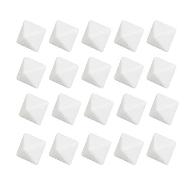 8-sidet tomme plastik terninger sæt til brætspil, fester, matematik og undervisning - 20 stk. hvid