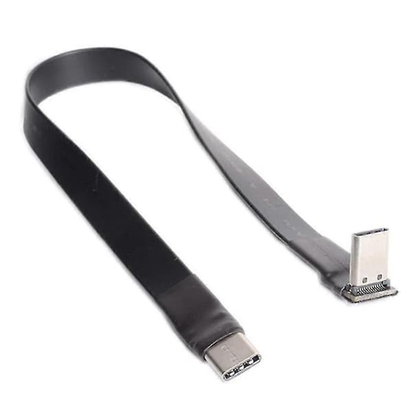 USB 3.1 Type C - Type C -jatkokaapeli 90 asteen sovitin FPC FPV litteä USB C -kaapeli 3A 10Gbps[SZ]