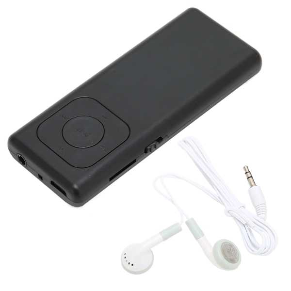 MP3-soitin, häviötön äänentoisto, 64 Gt muistikortti, kannettava, pieni musiikkisoitin opiskelijoille, matkoille ja työhön, musta