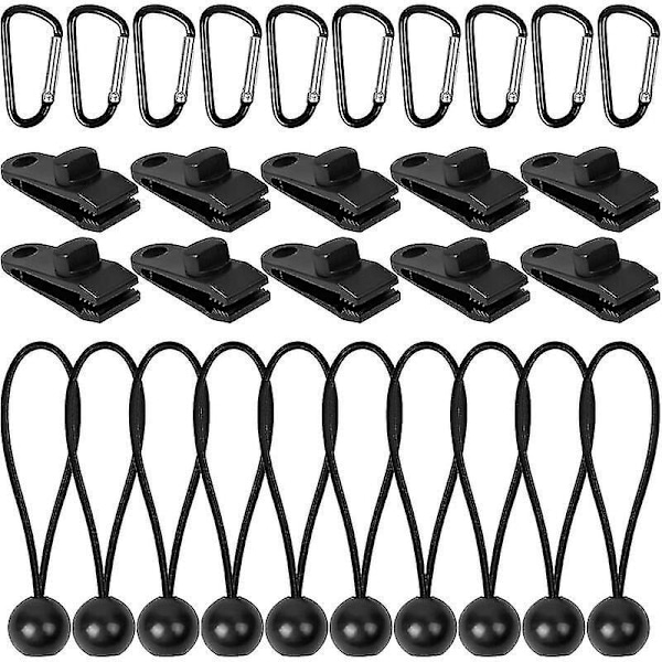 30 Black Tarp Clips - Heavy Duty Reusable Clamps for Tents, Pools, Trailers - Camping, Garden, Caravan