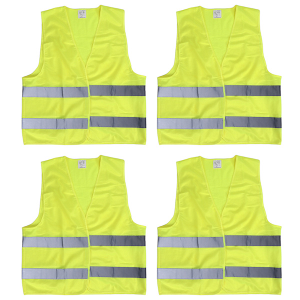 Sikkerhedsvest med høj synlighed - reflekterende bånd, neongul, XXL