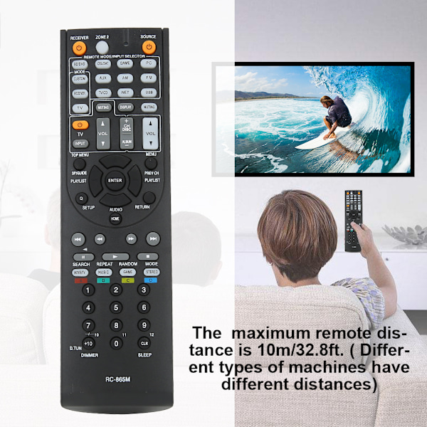 RC-865M Fjernbetjening Erstatning Passer til ONKYO AV Receiver TX NR525 TXNR525