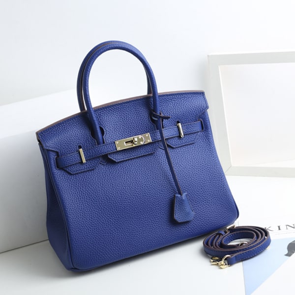 Elektrisk blå kveskinnstote og crossbody-veske for kvinner Electric Blue 30cm