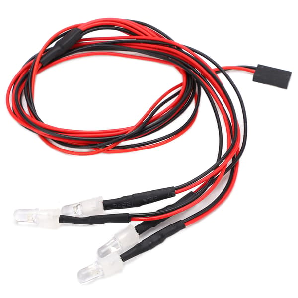 RC Lights 5mm Bright LED RC Headlights with Accessories Light Switch for Remote Control Car Upgrade 2 White Lights, 2 Red Lights