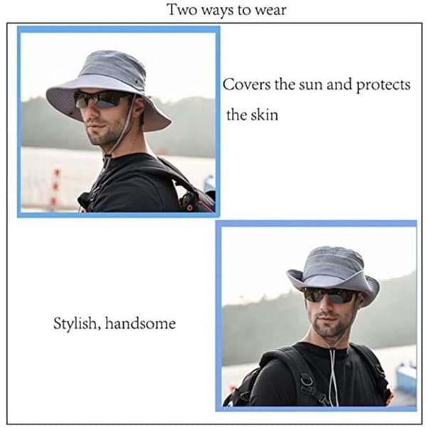 Solhat - Foldbar - Bred Skygge - Anti UV - Beige - Til Mænd
