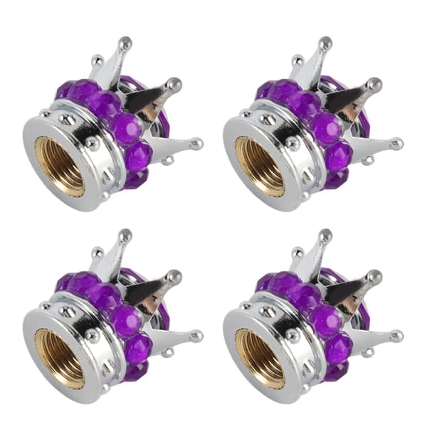 4 stk Dekkventilhette Deksel Kronediamant Stil Universal for Biler Lastebiler Sykler Lilla