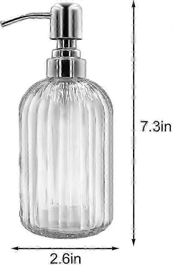 2-pakning 14oz såpedispenser i glass med pumpe i rustfritt stål