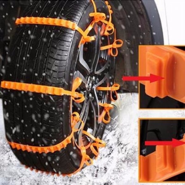 Hätälumiketju autokuorma-auton katumaasturiin talviajoa varten - 10 kpl nylonista liukumatonta muta-lumiketjua Survival Traction -autonrenkaiden ketjut