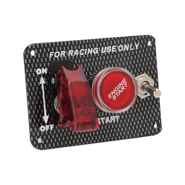 Carbon Fiber Style 12V Tändningsbrytarpanel Motorstarttryckknapp för bil