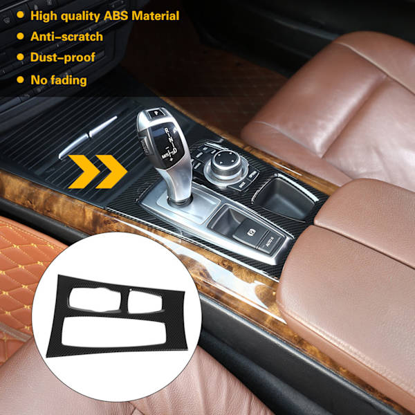Kolfiber Center Console Växellåda Panel Kåpa Trim för X5 X6 E70 E71 2010-2013