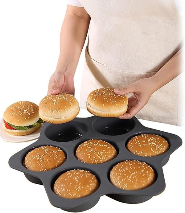 7 stk 4\" runde silikon hamburgerformer brød kake kjøkkenbaking