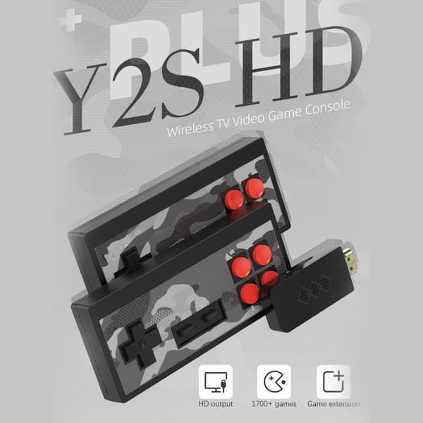 Y2SHD PLUS Videospilkonsol Indbygget 1700 Klassiske Spil Mini Retro Trådløs Controller
