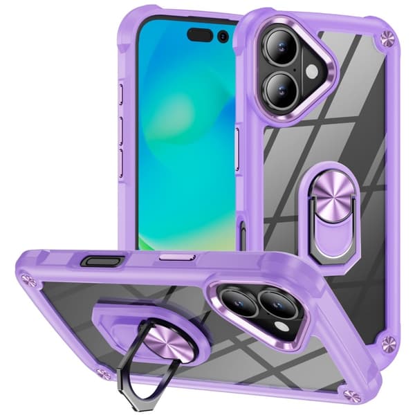iPhone 16 Plus Deksel Støtsikker Ring Hybrid Lilla 59