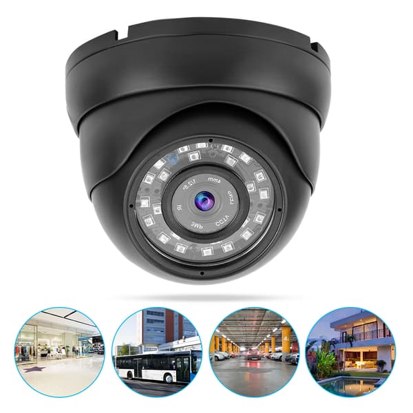 1080p AHD CCTV Dome Kamera NTSC Overvågningssystem til Bus Båd Bil Sort