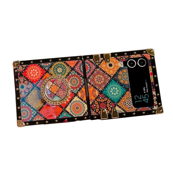 Farverig Foldbar Telefon Luksus Cover med Snøre og Støtte til Z FLIP 4