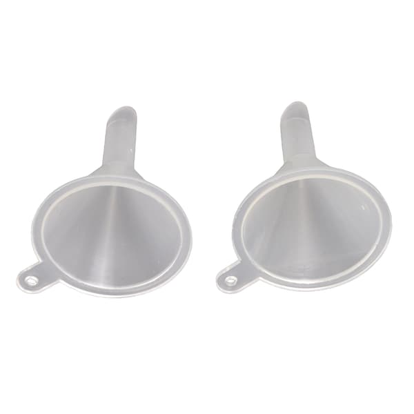 2 stk. Plast Mini tragt Transparent Bærbar Multi Purpose til Parfumer Flydende Pulver æteriske olier