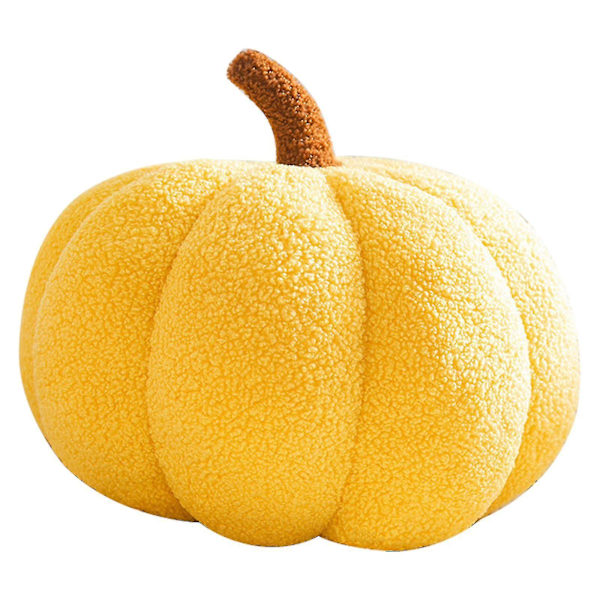 Soft Fluffy Halloween Pumpkin Plush Pillow - Cute Couch Decoration 28cm yellow