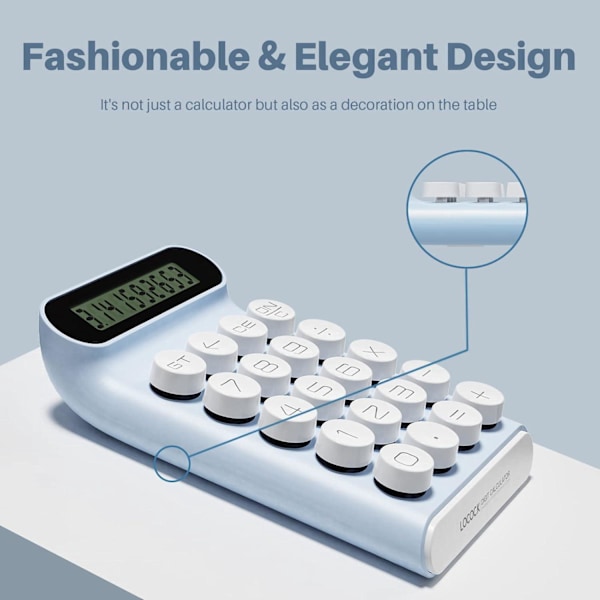 Locock Kannettava Laskin 20 Näppäintä Monitoiminen 10-Numeroinen LCD-Laskin Opiskelijoille Toimistoon Mec Sininen