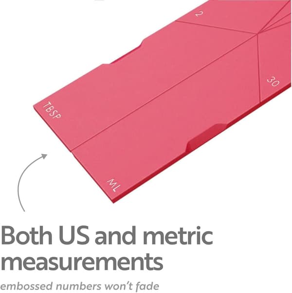 Polygons 3-in-1 litteä mittalusikka, 2 lusikkaa 6 eri koolla red