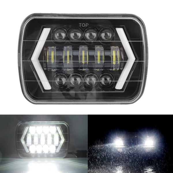 300W 7 tommers LED billykt i aluminiumskall Firkantet frontlykt passer til Jeep Wrangler