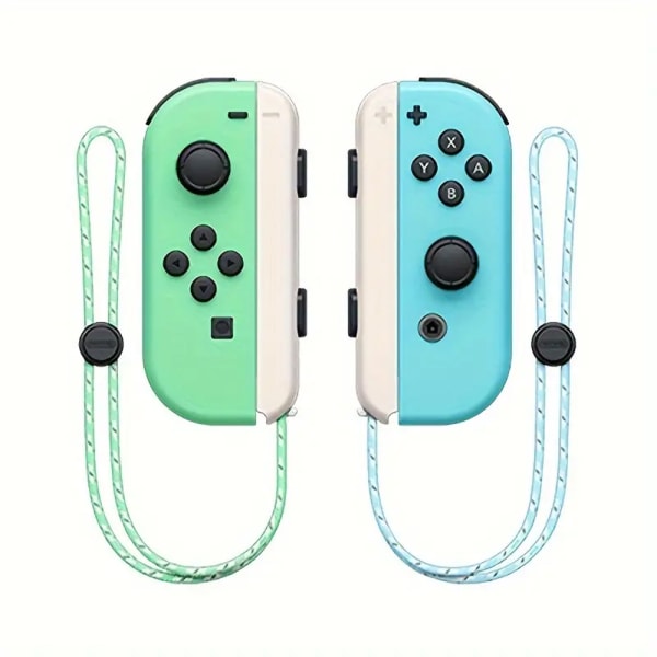 Trådlös Joycon Controller för Nintendo Switch med väckningsfunktion och handledsremmar green+blue