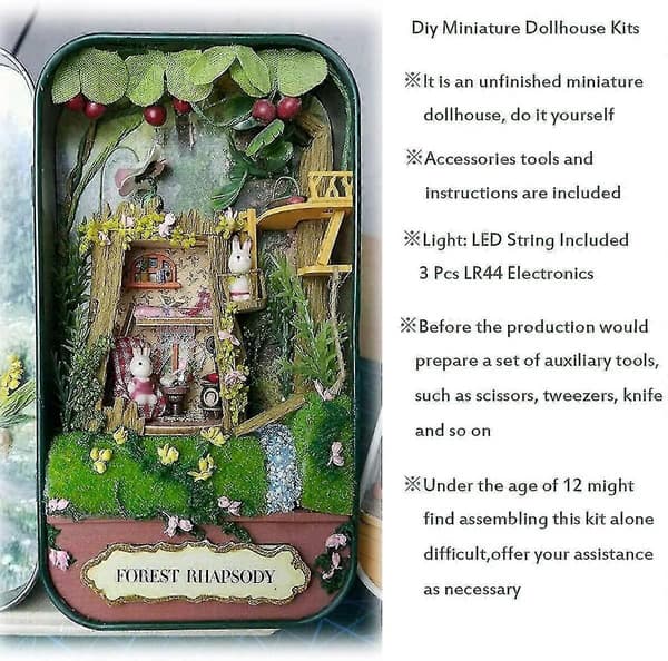 Dockhus Miniatyr DIY-kit med möbler Mini Box Teater Konstpresent