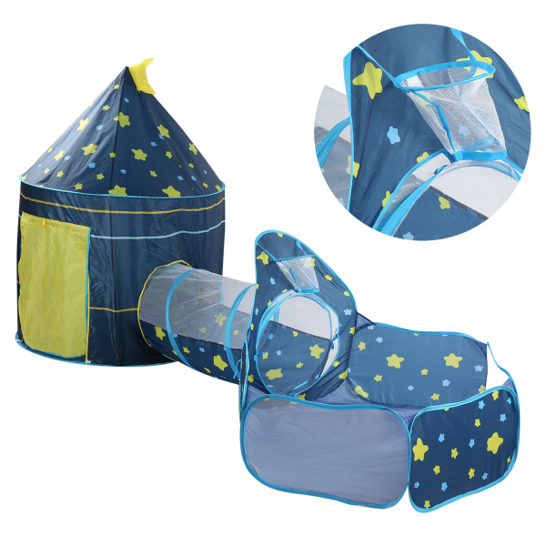 Vauvan teltta, ryömintätunneli ja palloallas - 3 kpl sisälelu taaperoille (sininen)