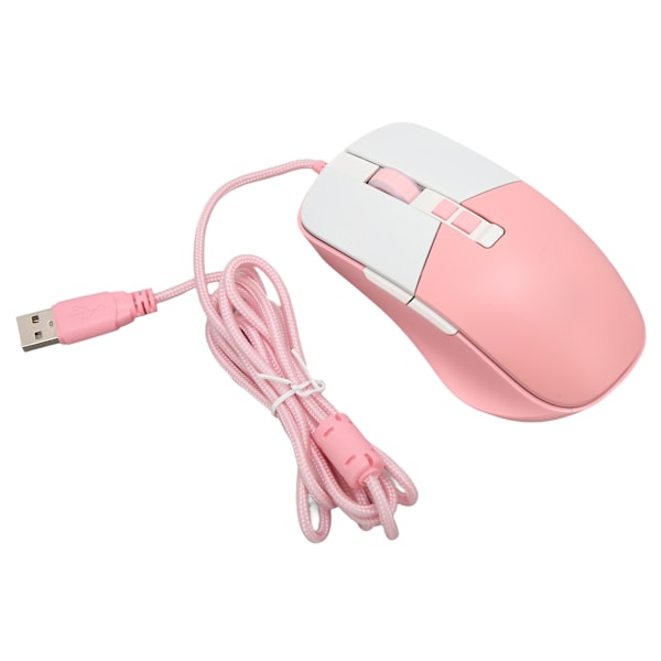 Trådbunden Mus Ergonomisk Strömlinjeformad Cool RGB Optisk Sensor Gaming Mekanisk Mus för Hemmakontor Rosa Vit