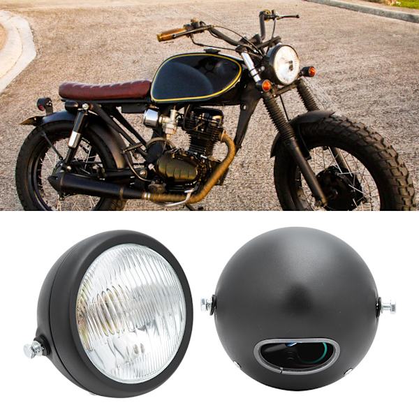 12V Universell Motorcykel Vattentät Dammsäker Retro Strålkastare Hög/Låg Stråle Framlykta Svart Skal Vit Lins