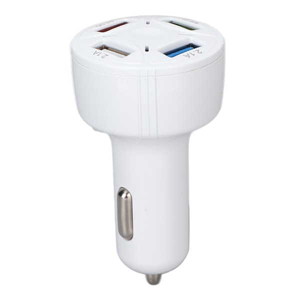 Billaddare 1 in 4 USB Ut QC3.0 Brandskydd Multiskydd Plug and Play Universal 12‑32V Vit