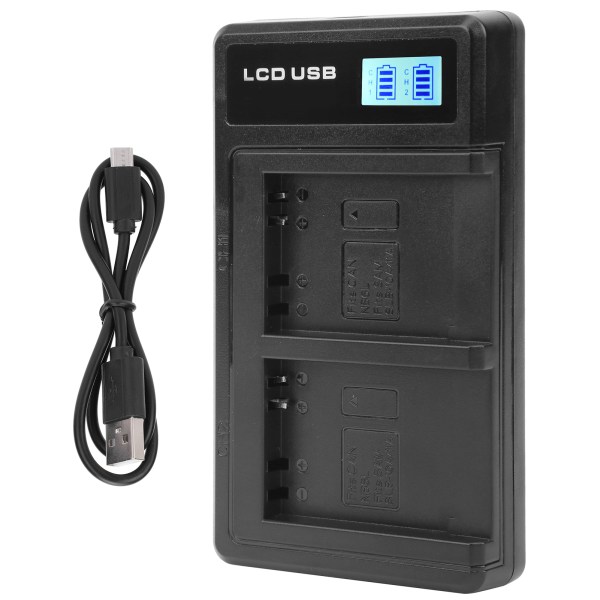 Kamera Batterilader med Dobbel USB-porter og LCD-skjerm