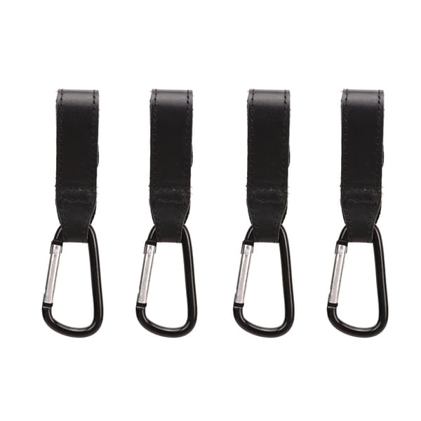 4pcs Black Stroller Hooks with Hook and Loop Outdoor Hanging Buckle for Hanging Bags