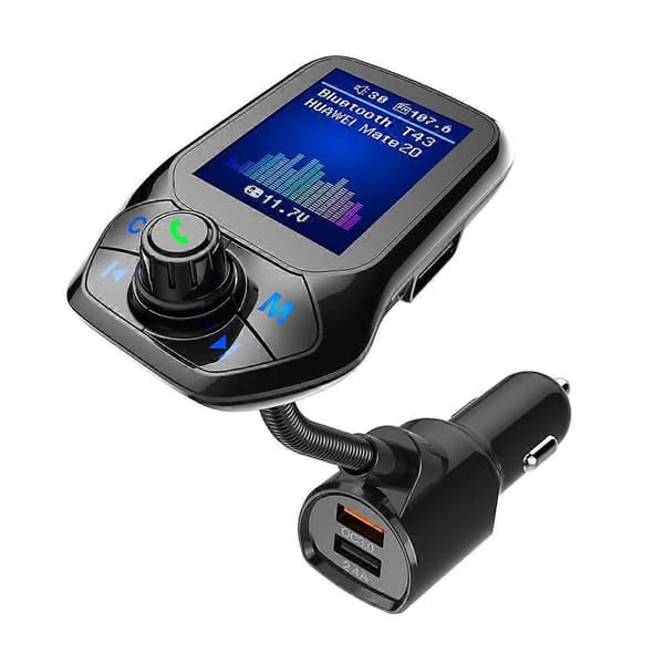 (Ny) T43 Bil Bluetooth Mp3 Multifunktion Stor Farveskærm QC3.0 Bluetooth Biloplader Tabsløs Bil Bluetooth Afspiller Not Specified
