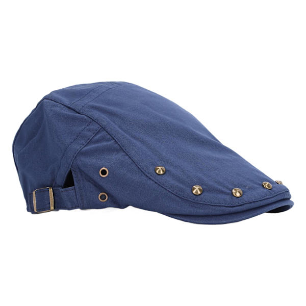 Avslappet flat cap for menn og kvinner Marineblå med nitdekorasjon