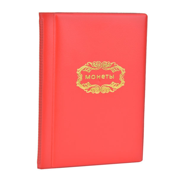 Myntalbumsamlingsbok i ministørrelse med 120 lommer og 10 sider - Rød samlingsholder