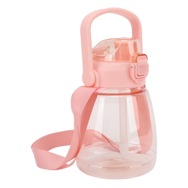 Lekk-sikker rosa vannflaske med sugerør - 1100ml