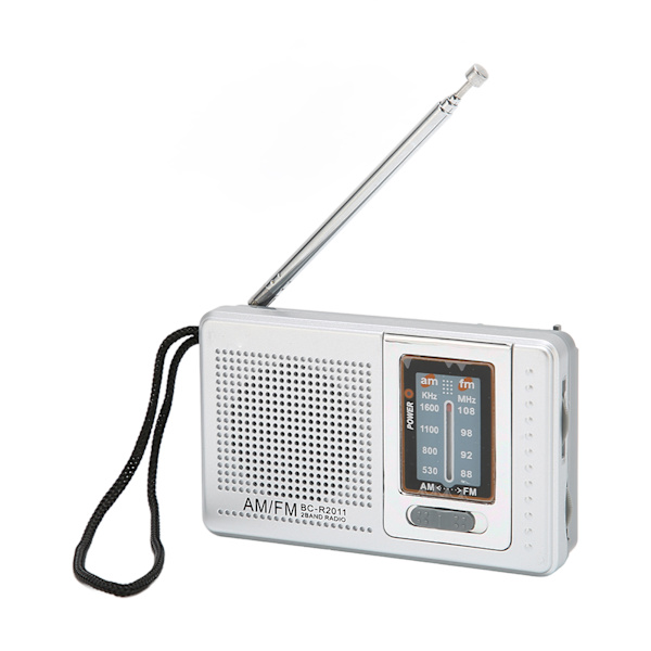 Bærbar Lommeradio AM/FM Klassisk Elegant Design Sølvgrå Batteridrevet Radio til Hjem Vandreture Cykling Rejser