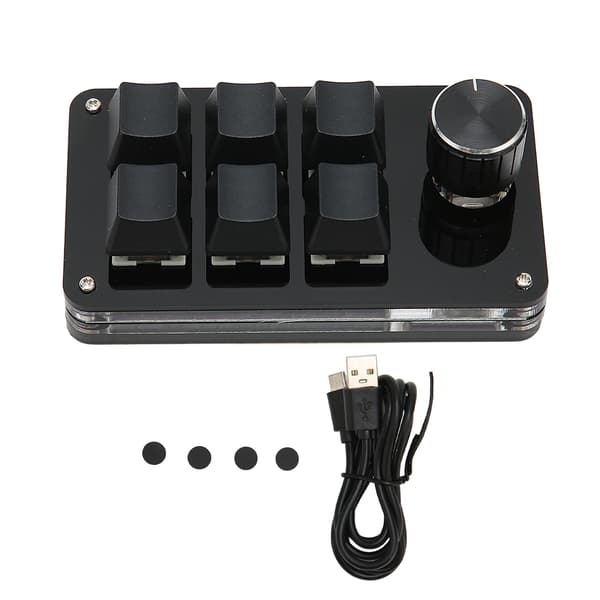 6 Tasters Mekanisk Tastatur med Knap, Kablet, Plug and Play, Programmerbart til Gaming Kontor Sort 0.2