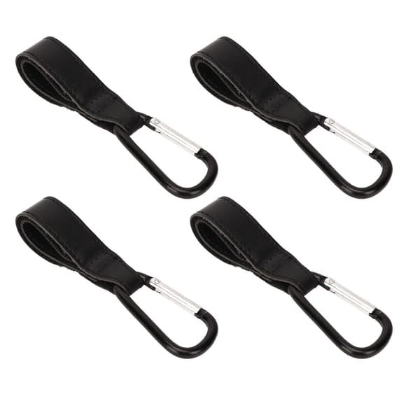 4pcs Black Stroller Hooks with Hook and Loop Outdoor Hanging Buckle for Hanging Bags