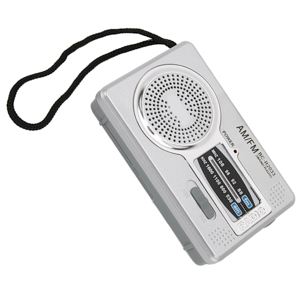 Bærbar Mini AM FM-transistorradio med DSP-chip, høyttaler og hodetelefonutgang (sølvgrå)
