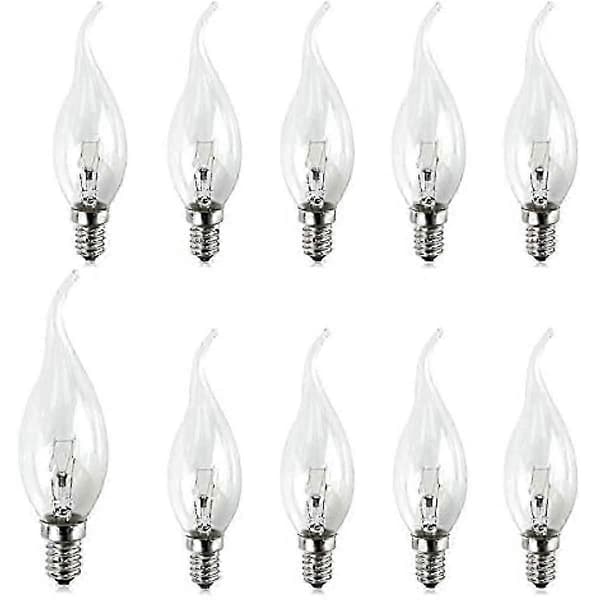 10-pack E14 SES Flame Tip-ljuslampor 25W Klar 240V 10 Pack Bent Tip 40w